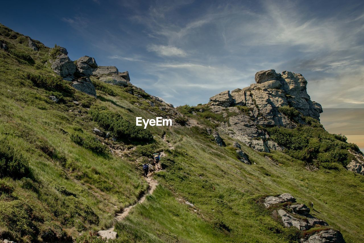 high angle view of mountains against sky