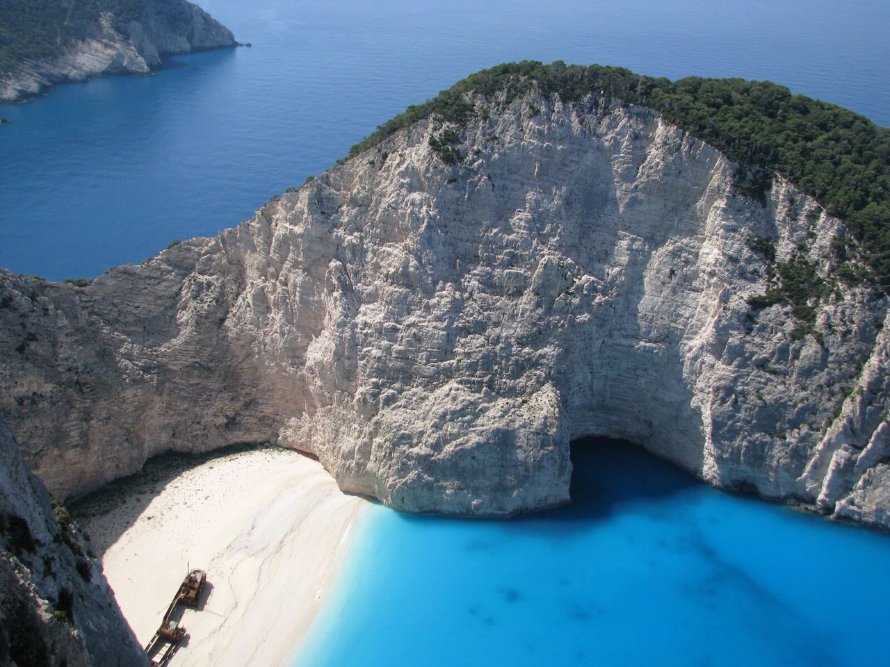 High angle view of cliff at zakynthos