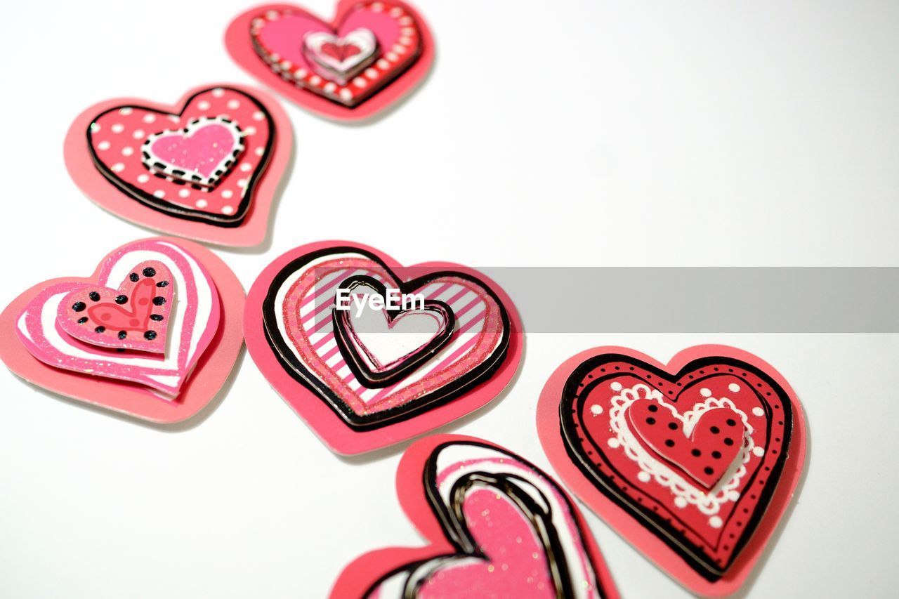 Close-up of heart shape over white background