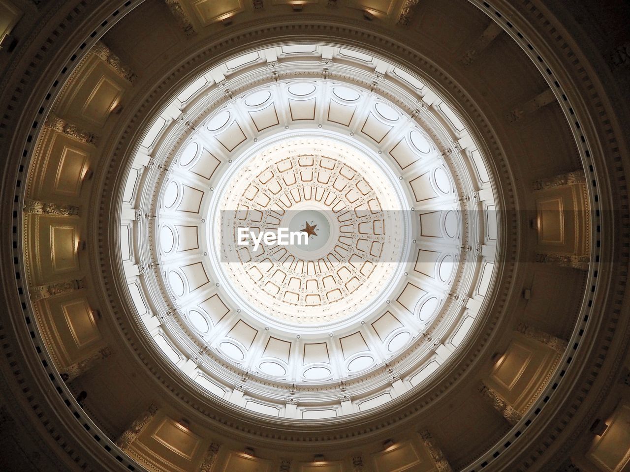 Domed ceiling with stars at the texas state capitol building in austin, tx