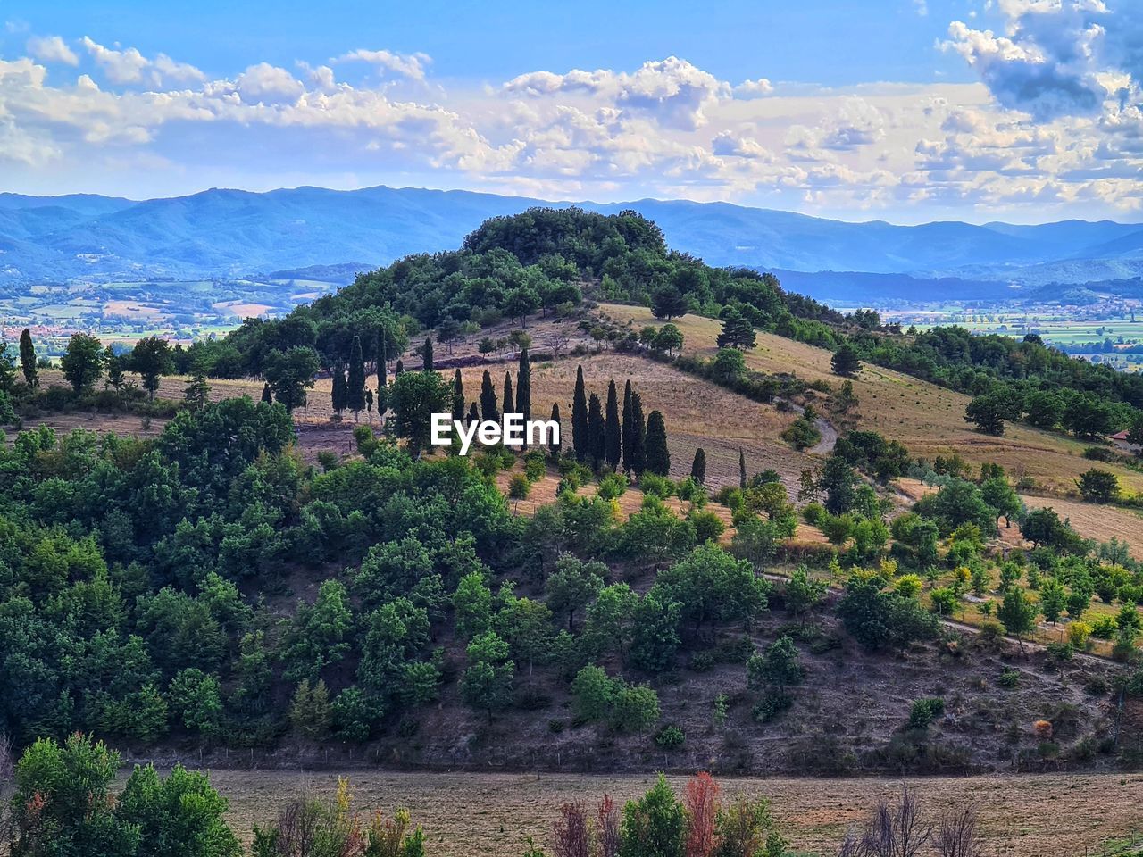 Scenic view of landscape against cloudy sky