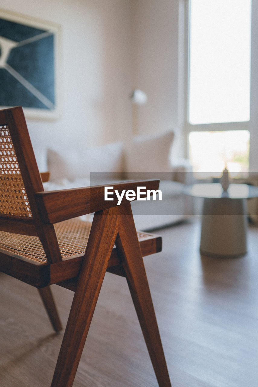 Empty chairs and table at home