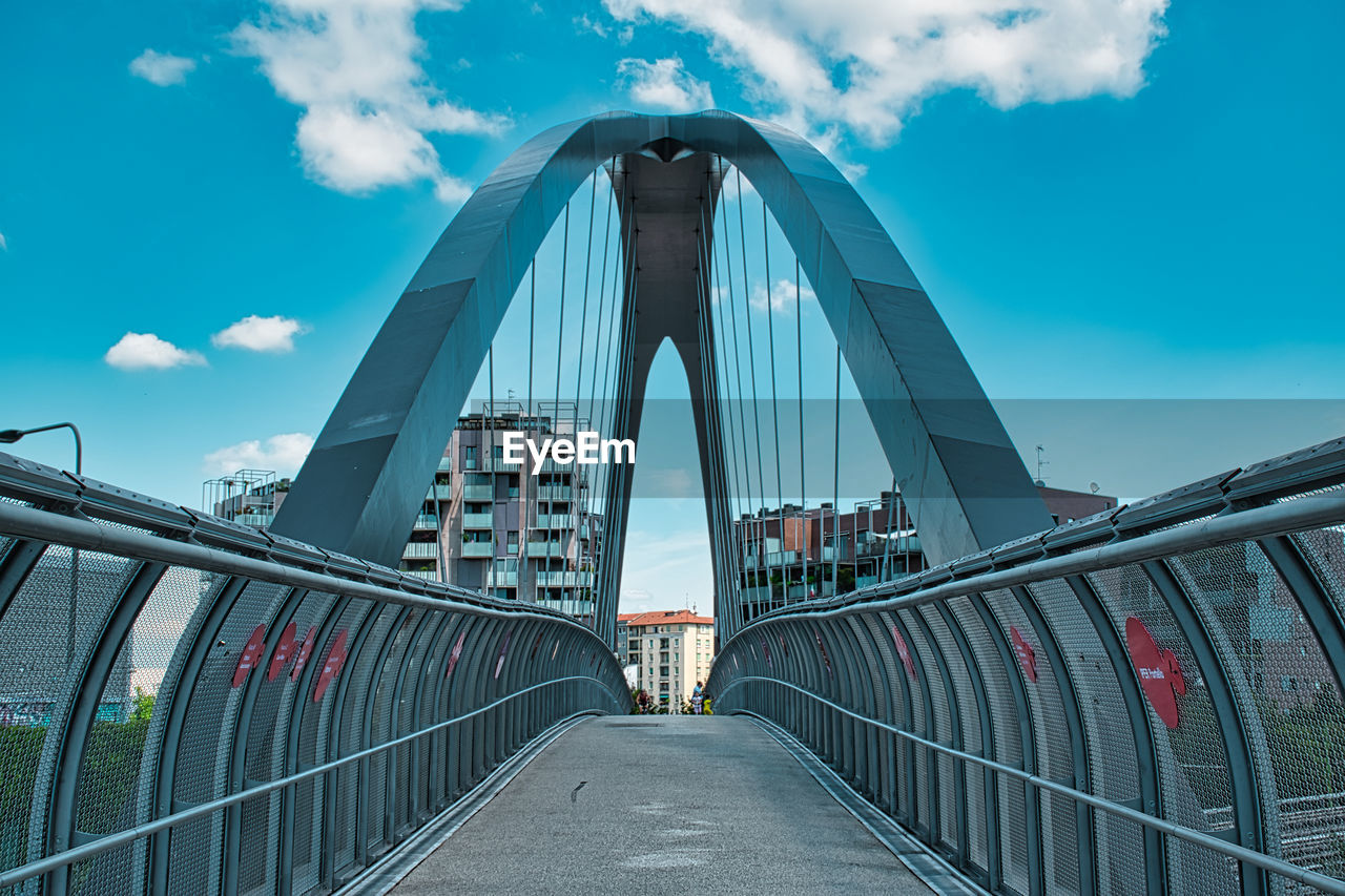 VIEW OF SUSPENSION BRIDGE AGAINST SKY