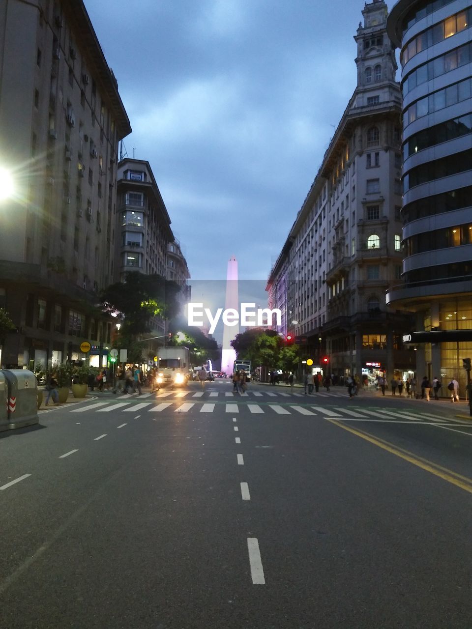 VIEW OF CITY STREET AND BUILDINGS