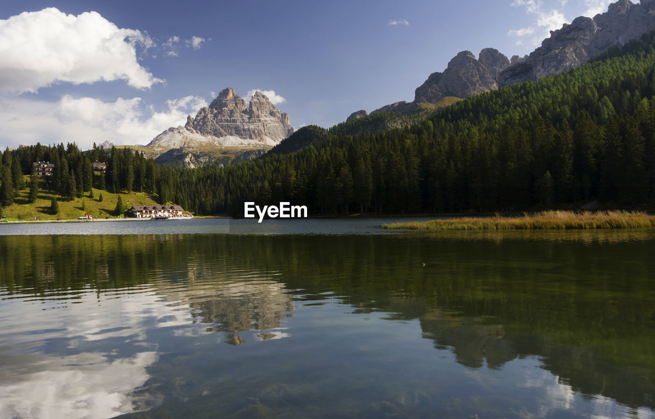 Scenic view of lake against sky