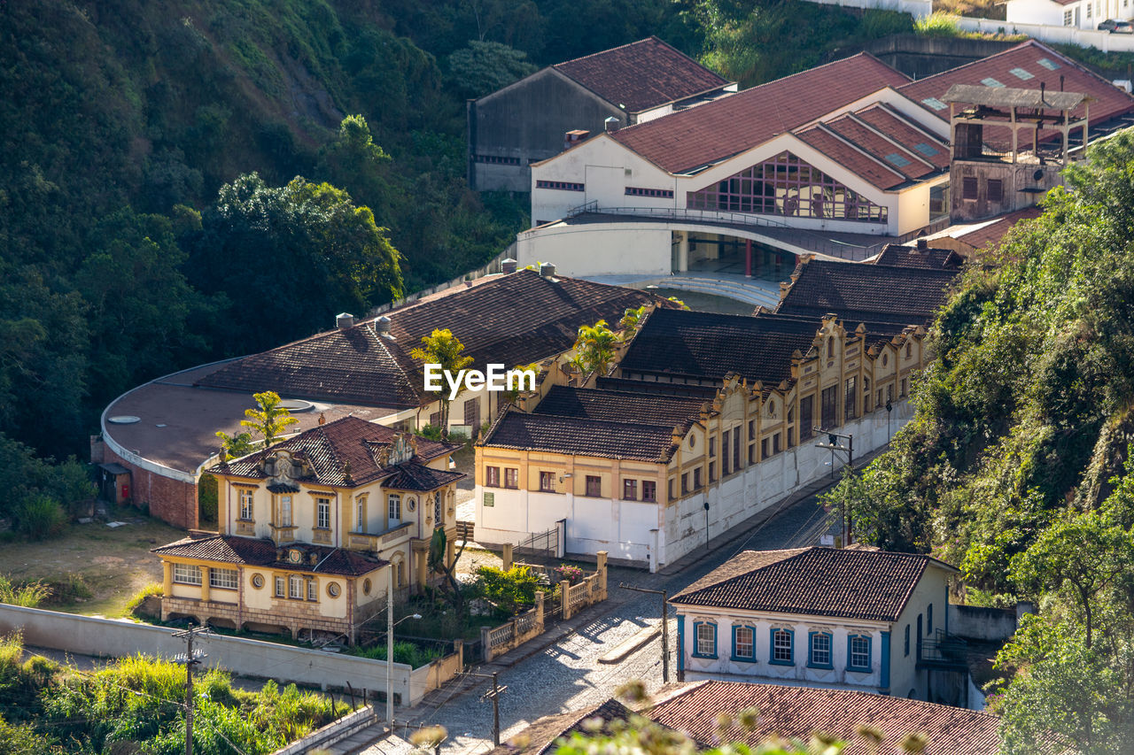 High angle view of residential buildings