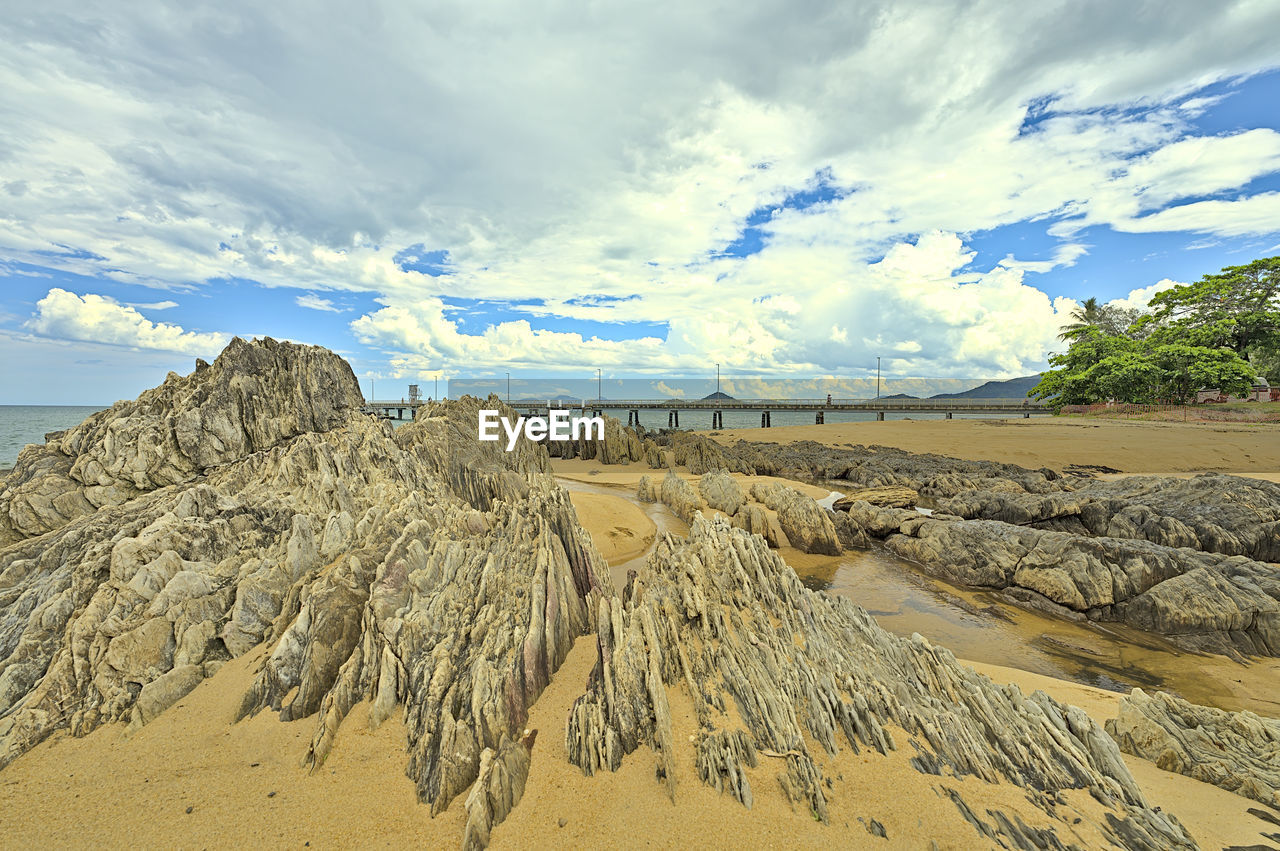 Scenic view of beach against sky