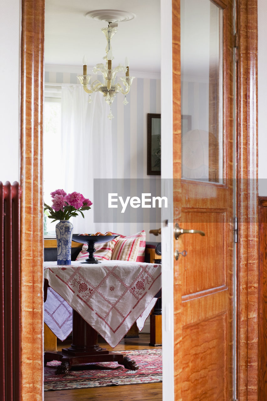 View of living room through open door