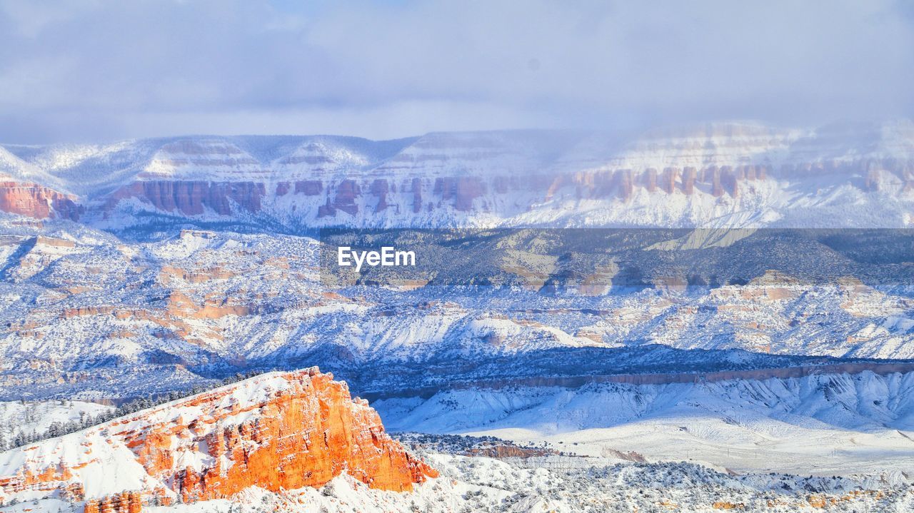 Close-up of snow against sky