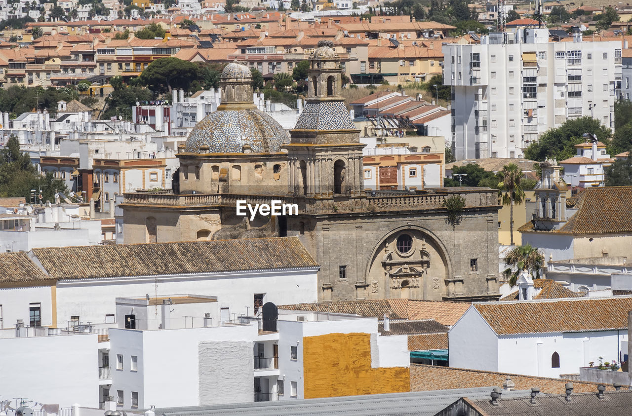 high angle view of buildings in city