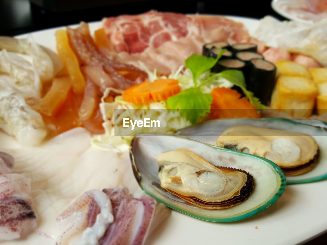 Close-up of breakfast served on table