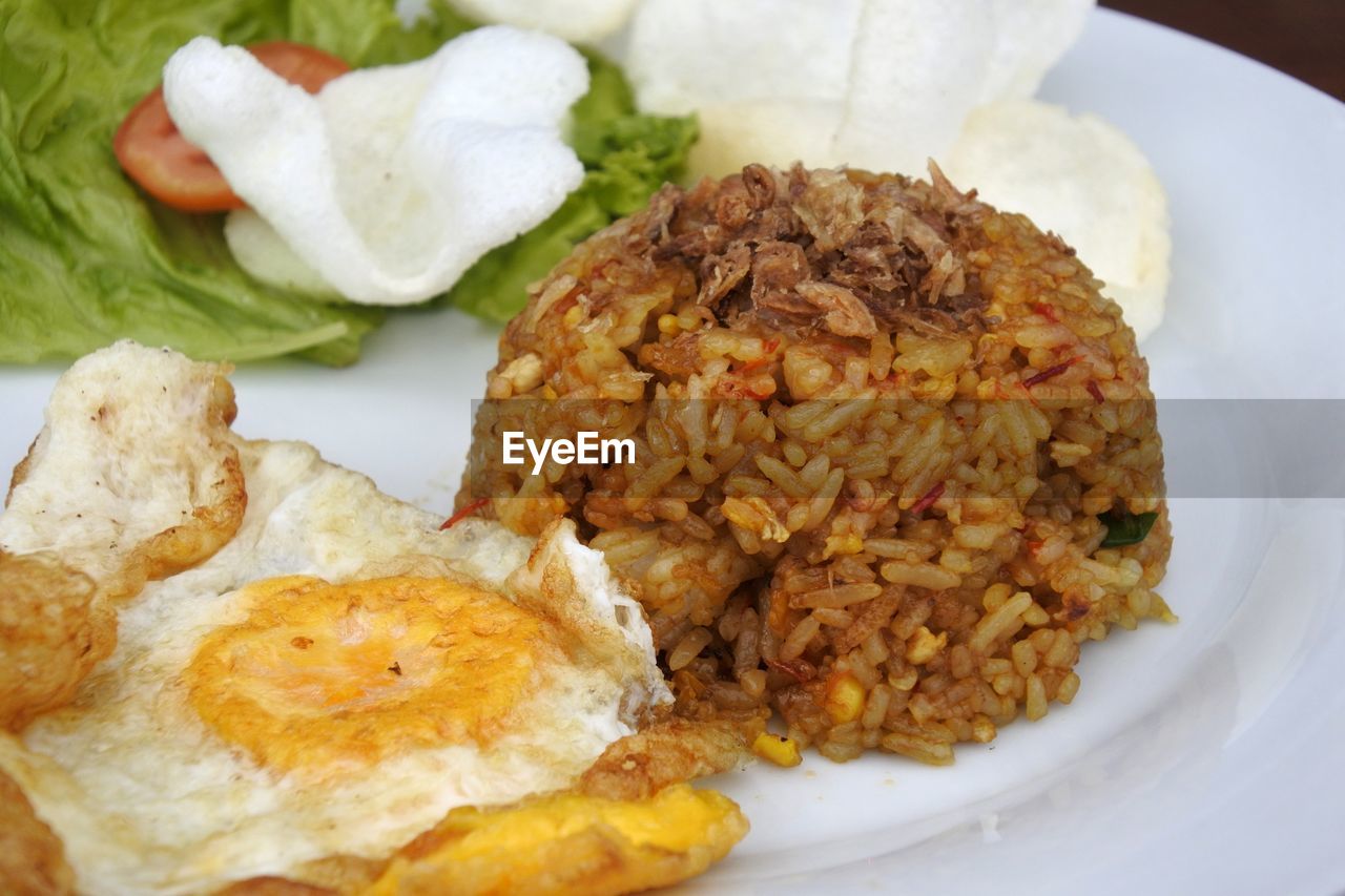 close-up of food in plate on table