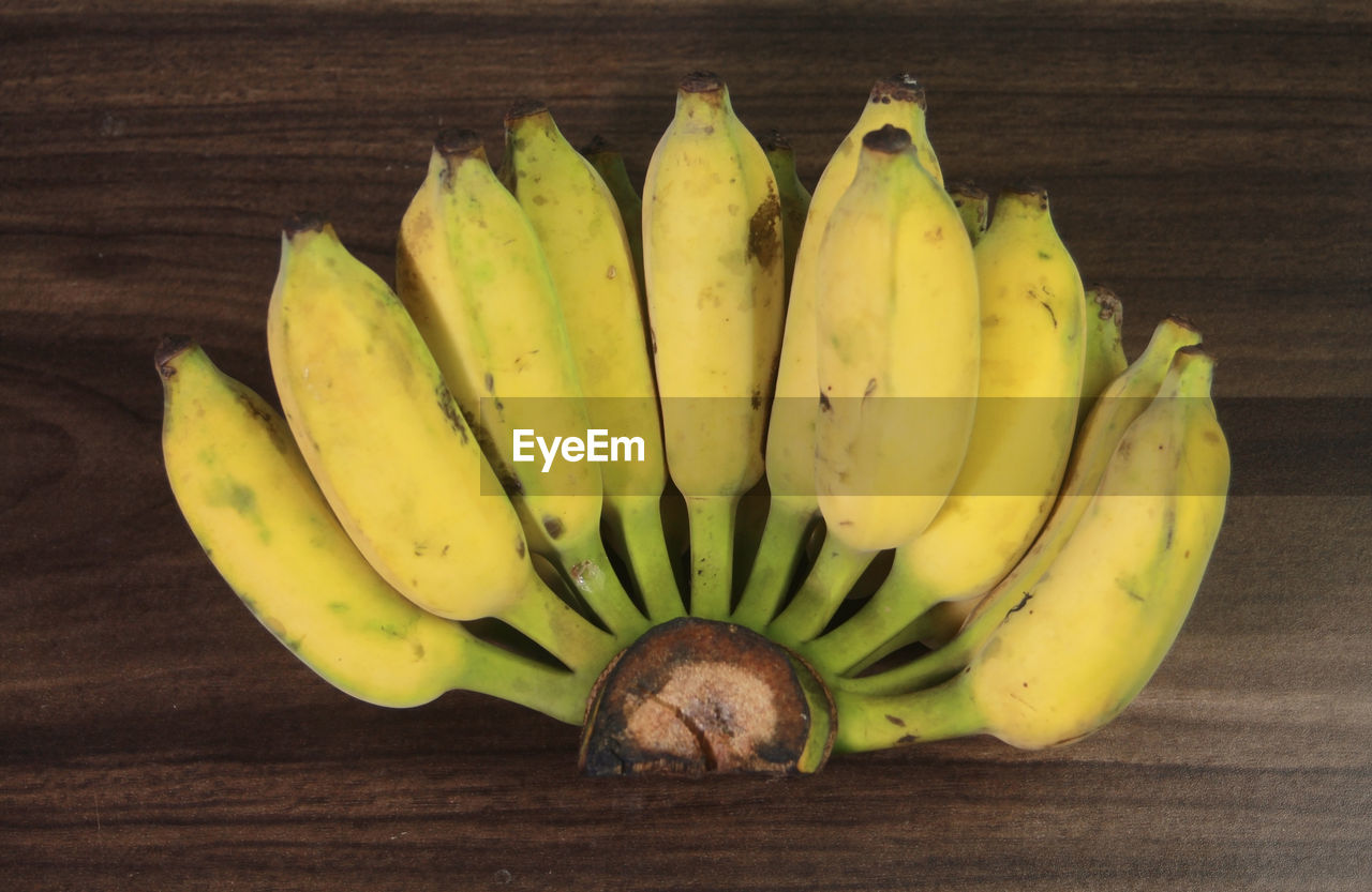 high angle view of bananas on table