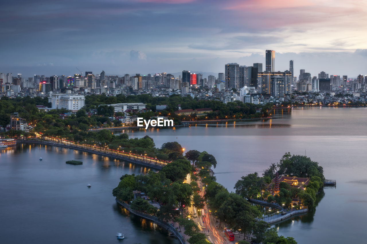 Sunset view from west lake, hanoi vietnam