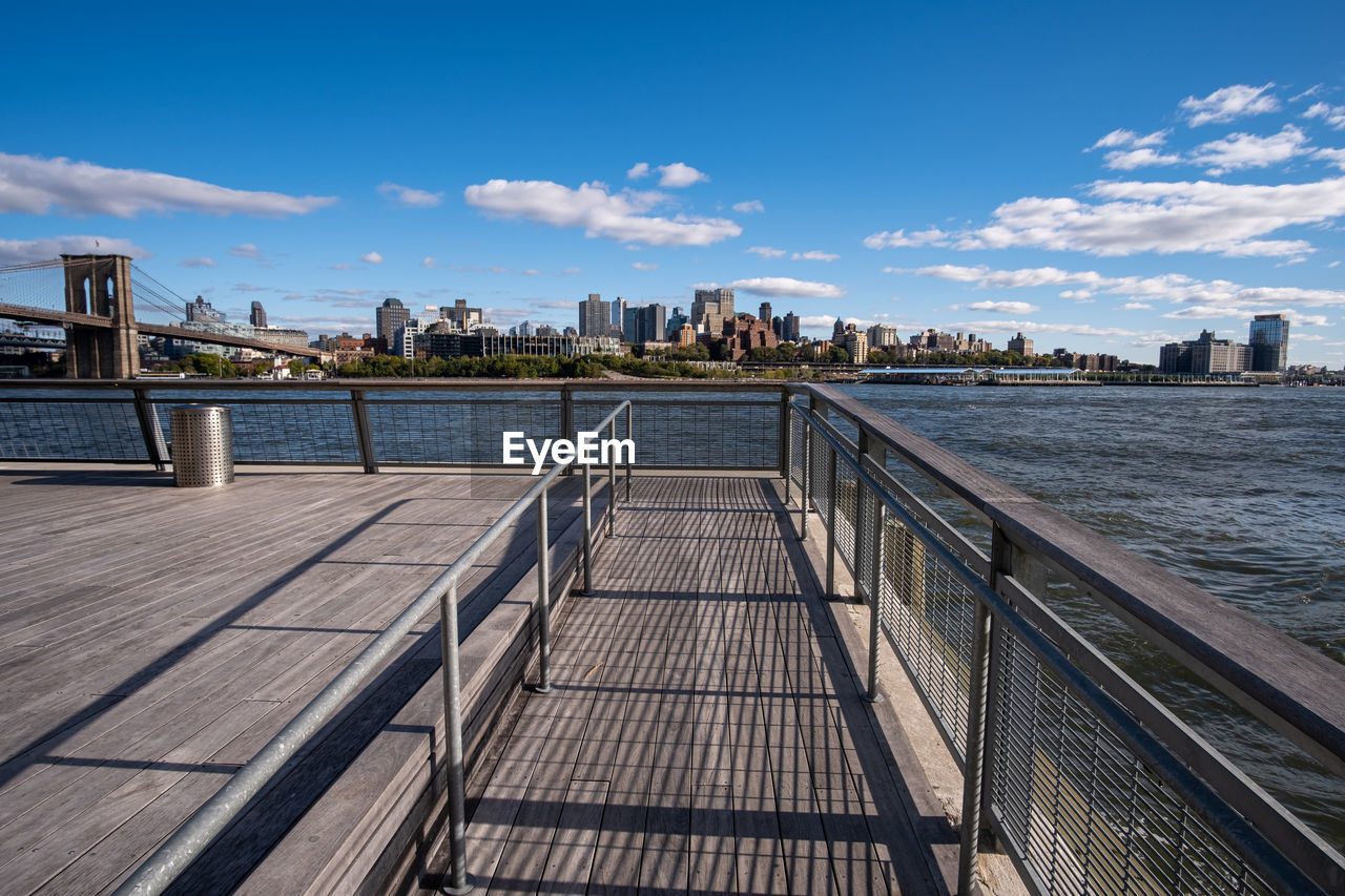 BRIDGE OVER RIVER AGAINST BUILDINGS IN CITY