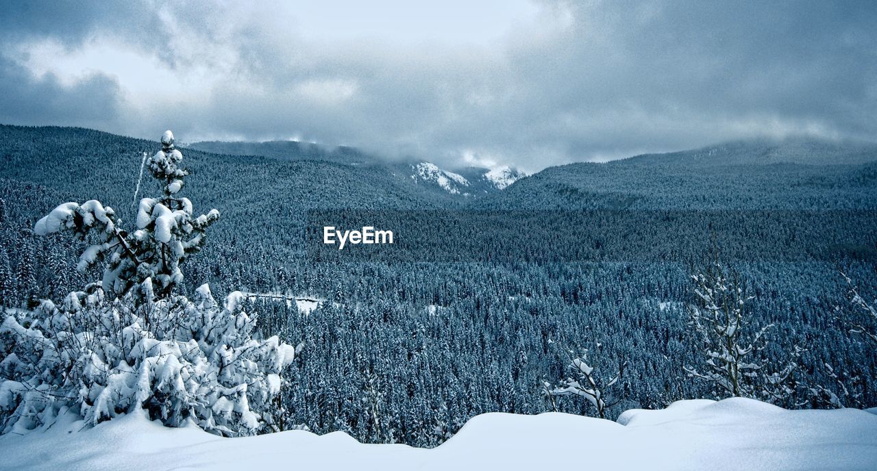 SNOW COVERED MOUNTAINS AGAINST SKY