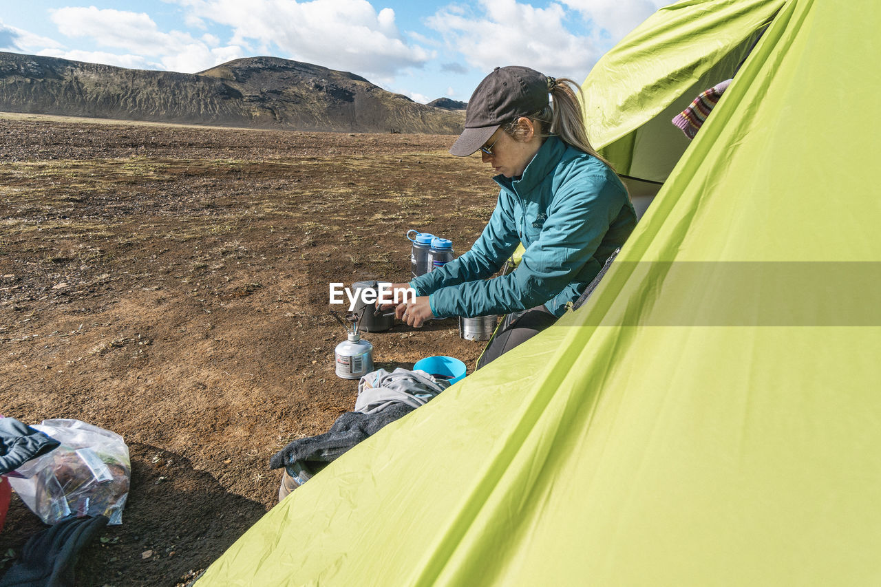 Camping at alftavatn lake