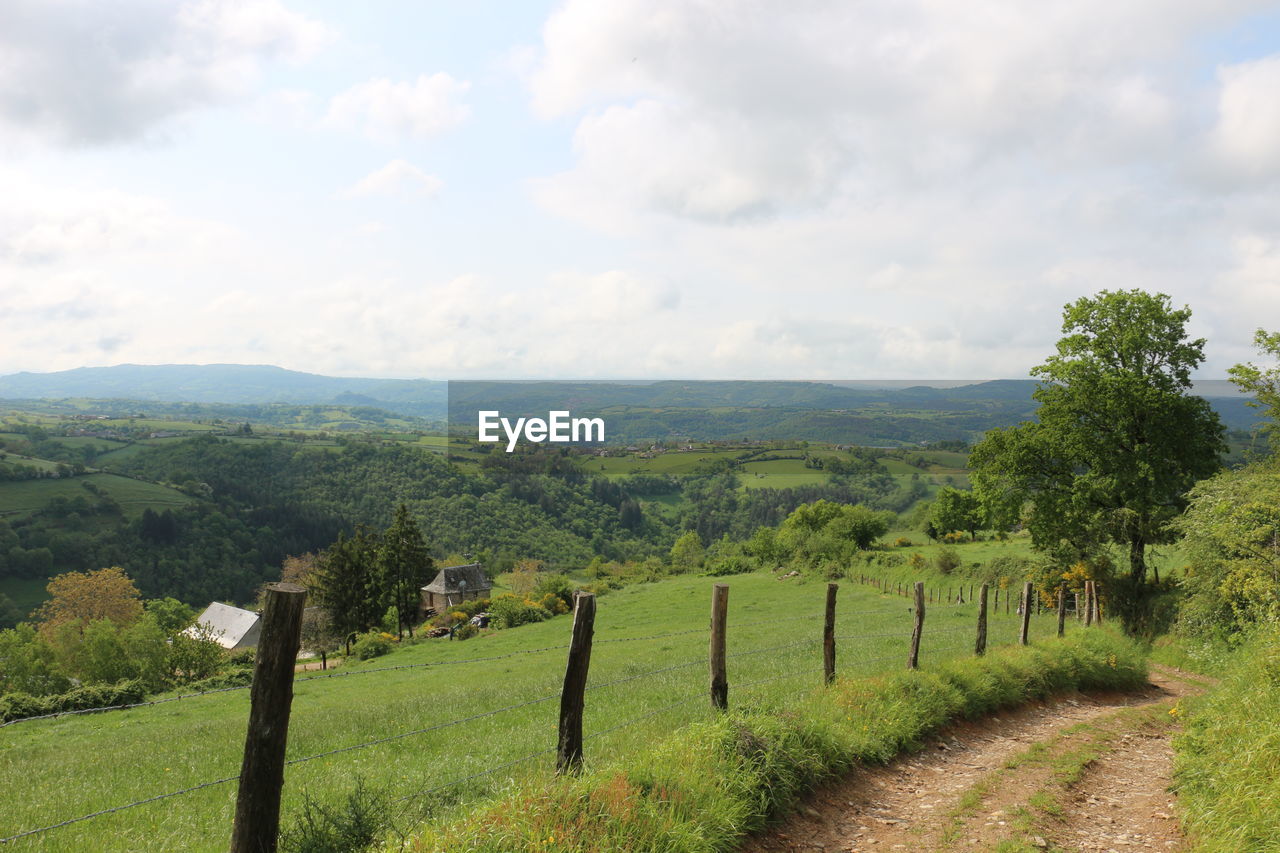 Scenic view of landscape against cloudy sky