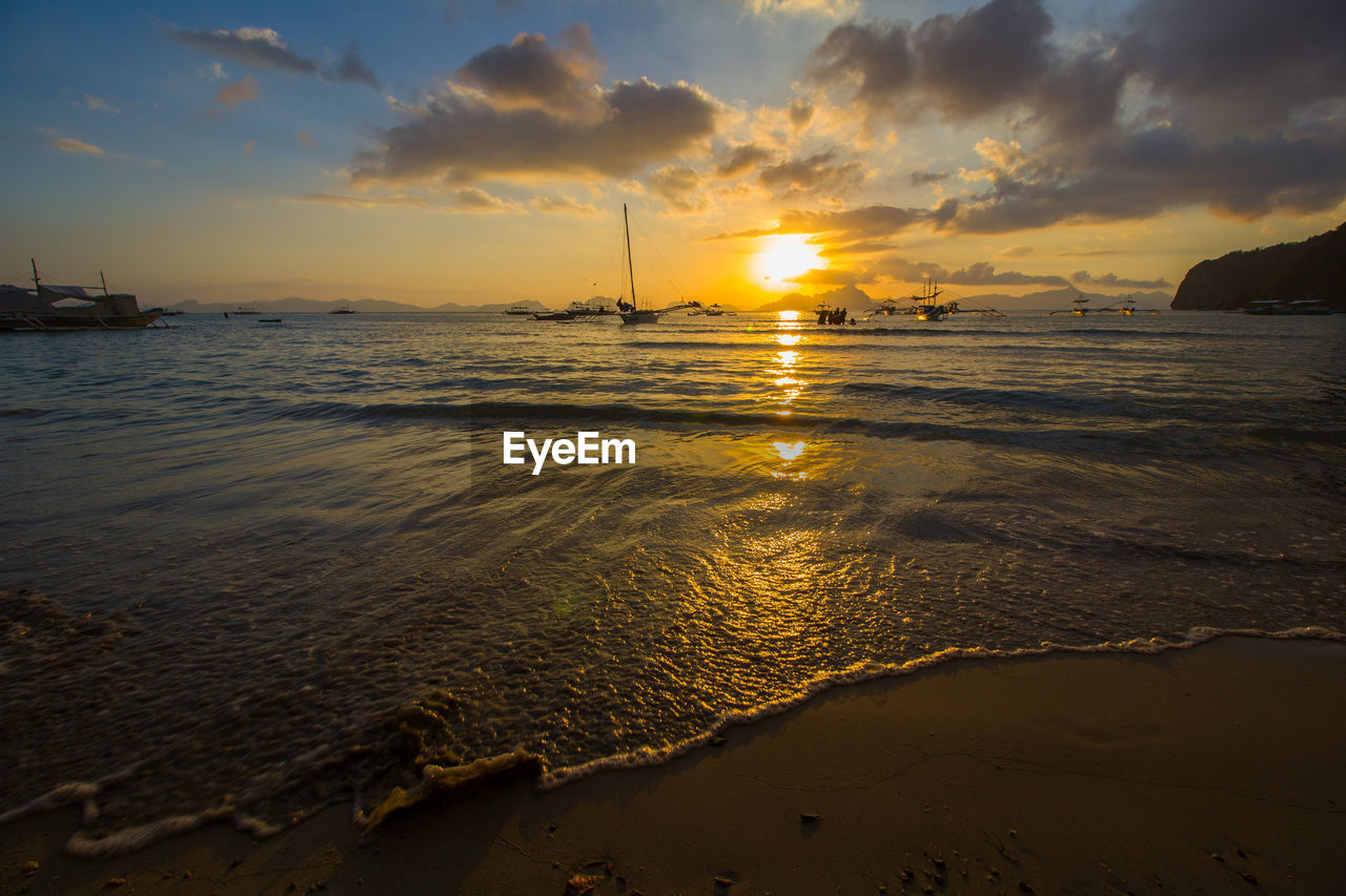 View of calm sea at sunset