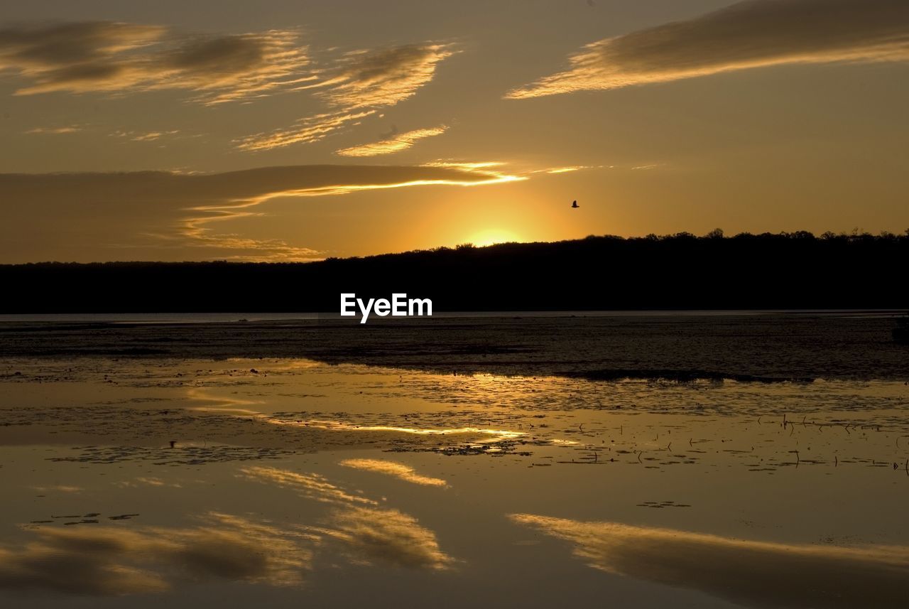 Scenic view of landscape against sky during sunset