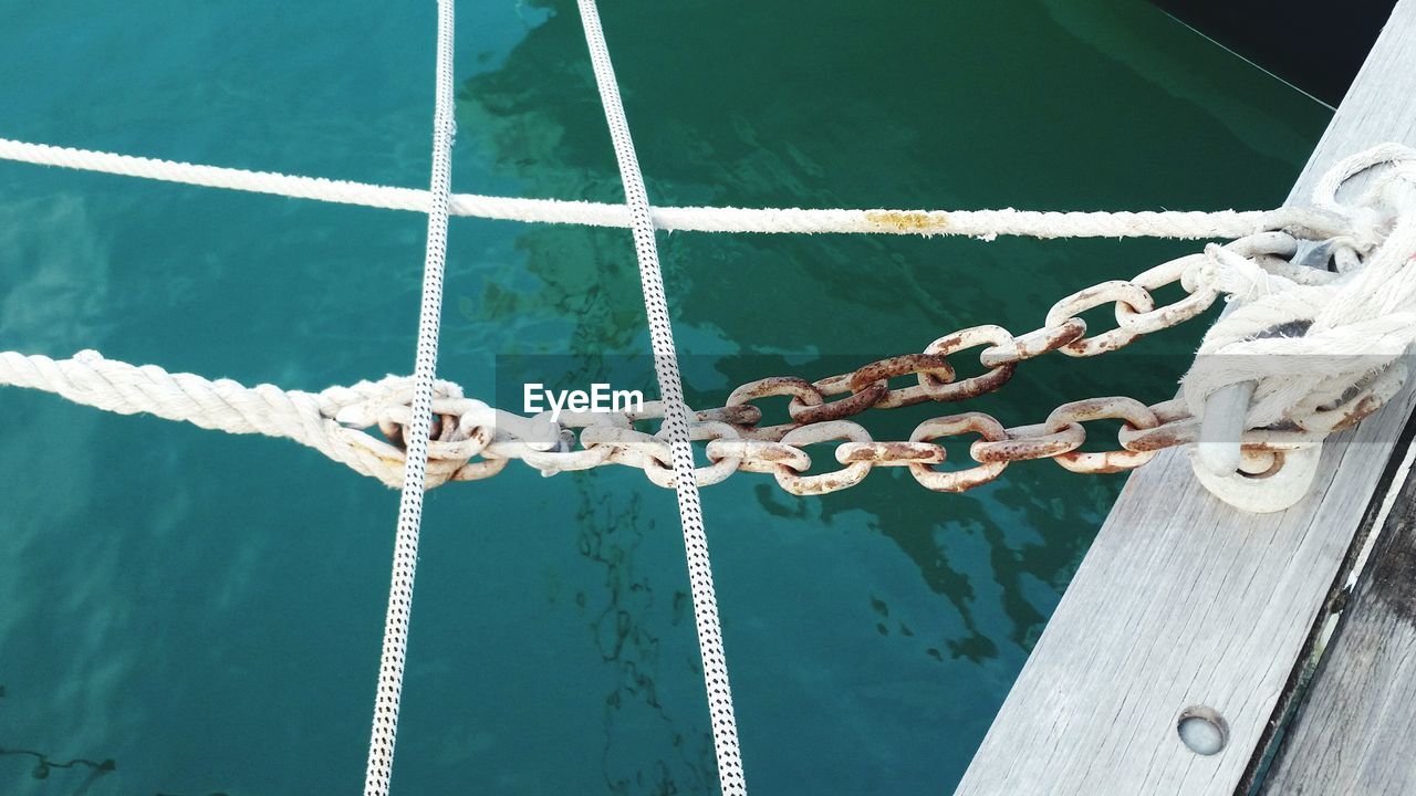 Close-up of rope in water