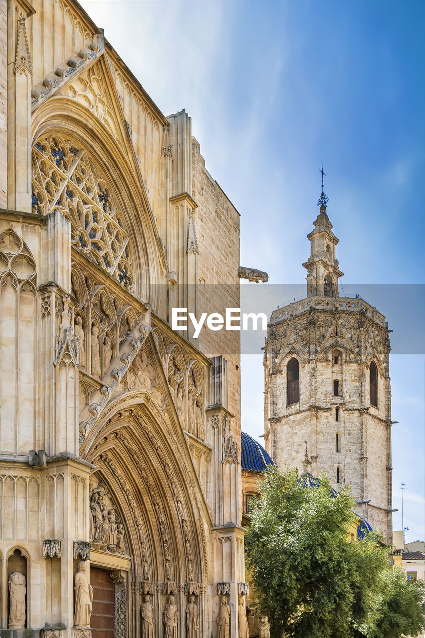 Bell tower micalet and portal of valencia cathedral, spain