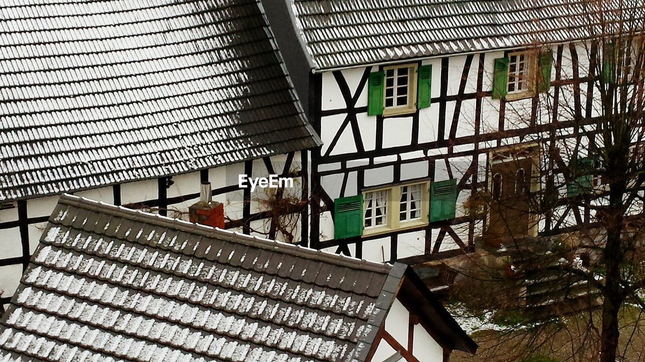 LOW ANGLE VIEW OF BUILDING AND TREES