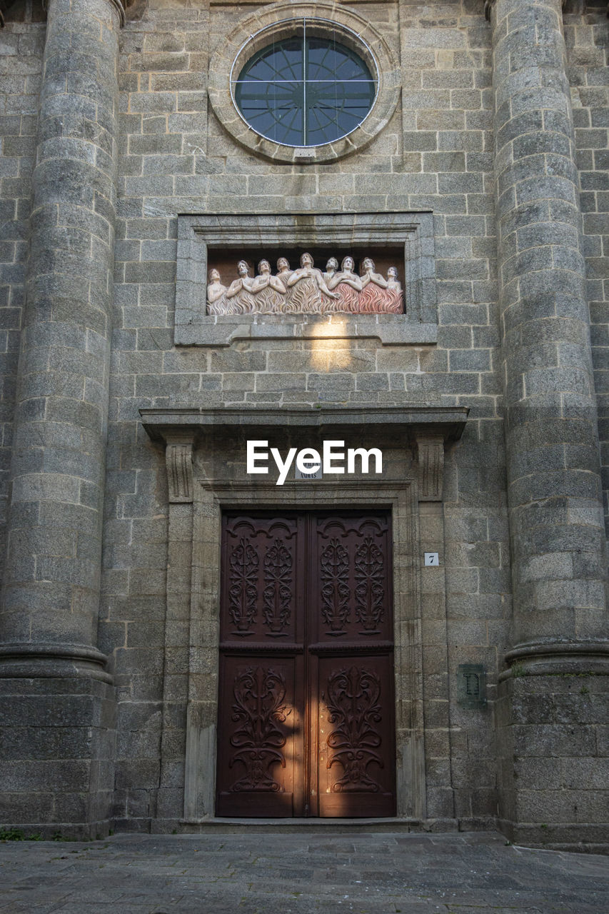 Closed door of old building