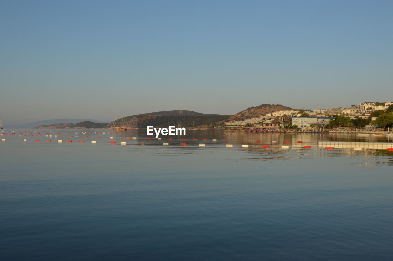 Gumbet, turkish - july 02, 2020 beach and beach panorama in the bodrum