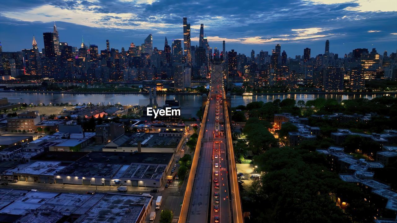 High angle view of brooklyn bridge new york