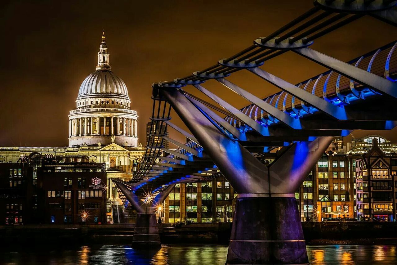 View of clock tower at night