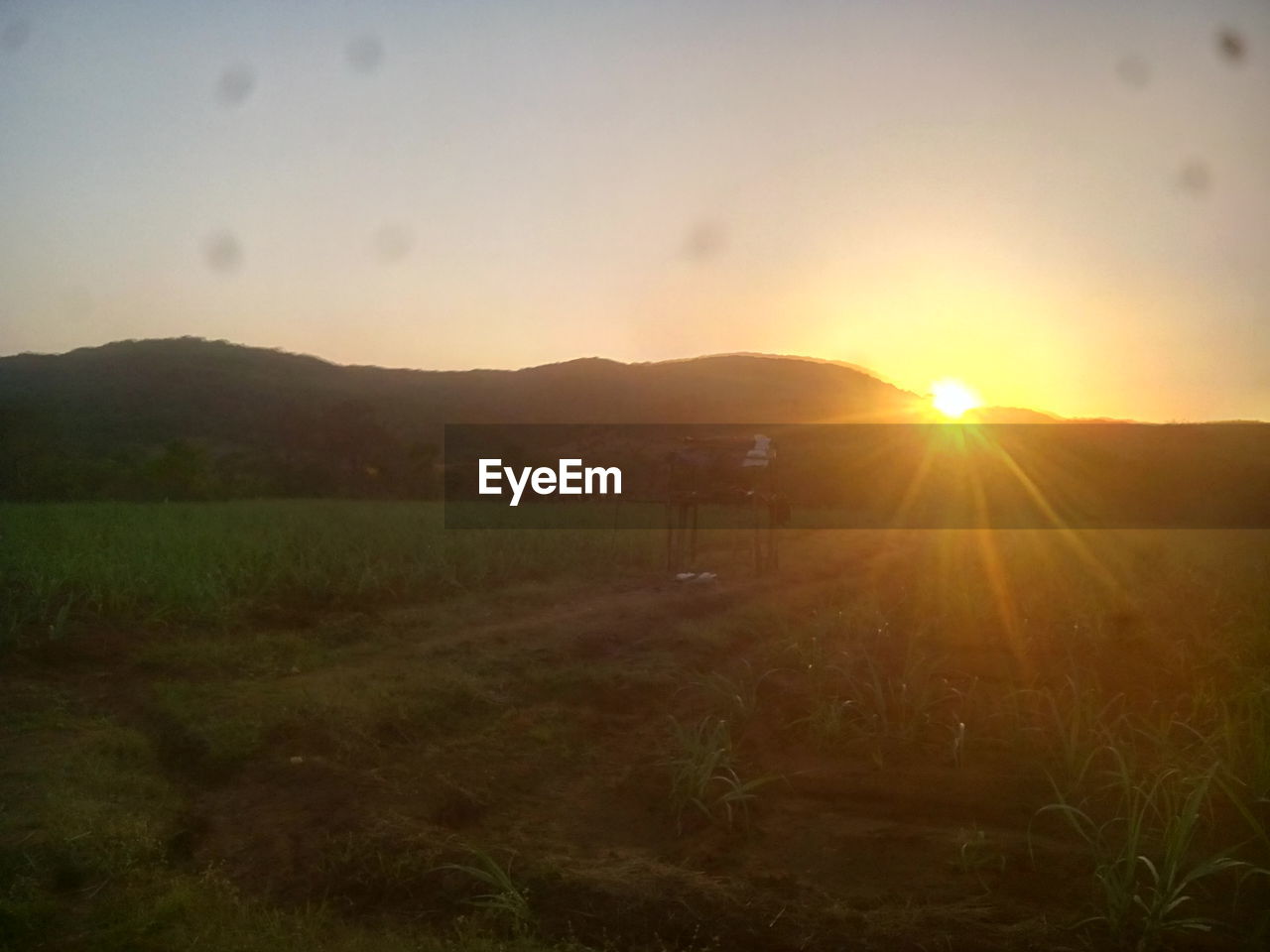 SCENIC VIEW OF SUNSET OVER FIELD