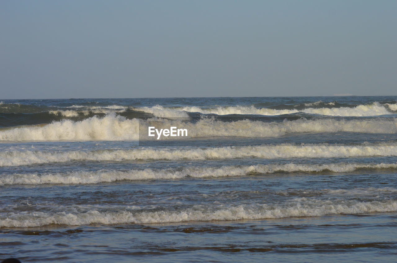 Scenic view of sea against clear sky