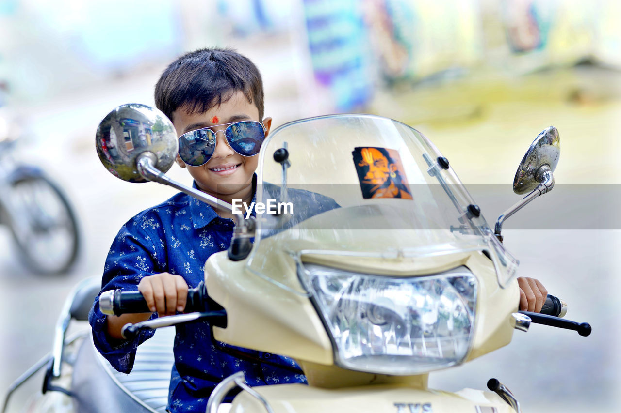 Portrait of boy wearing sunglasses