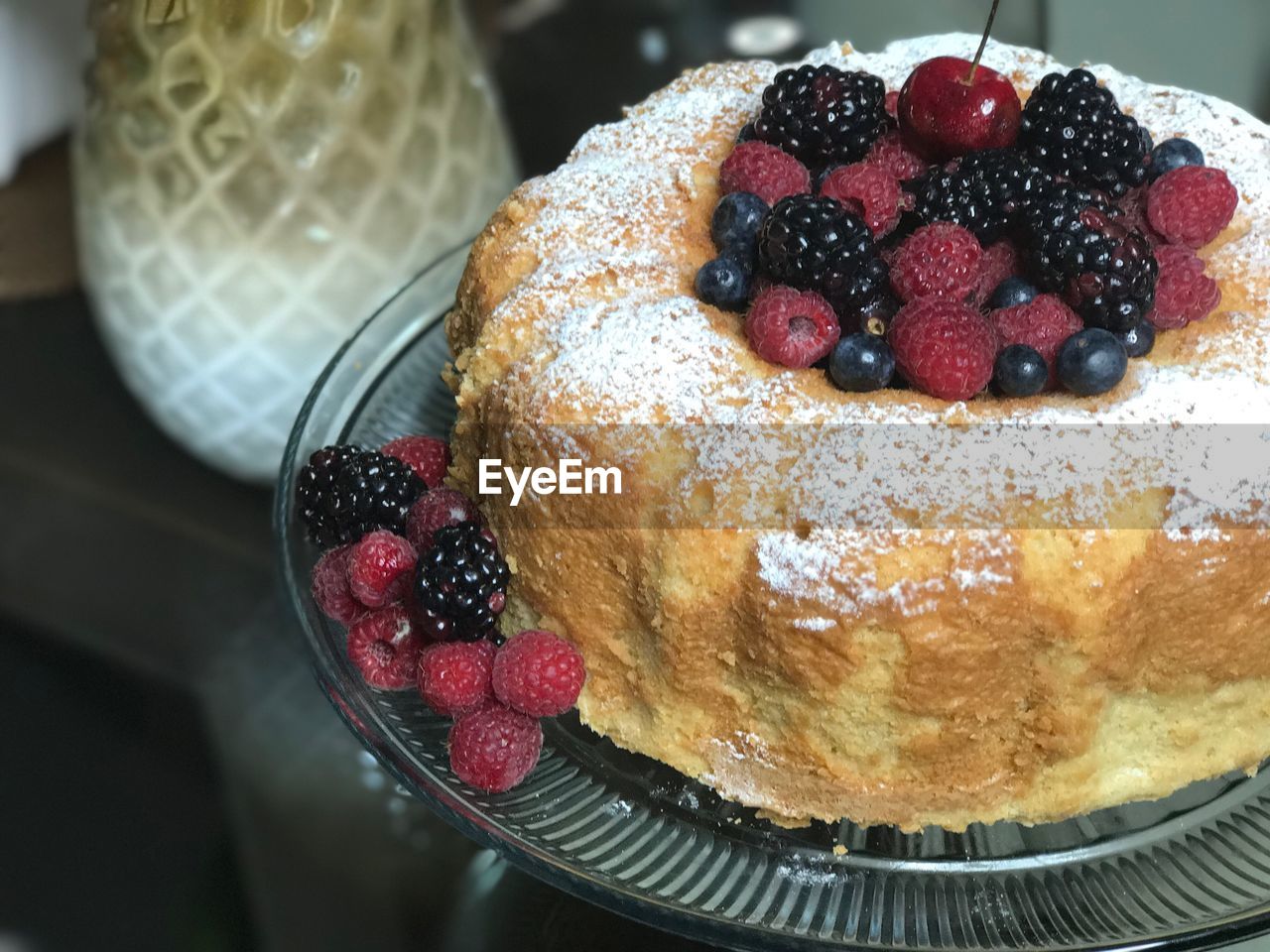 Close-up of cake in plate on table