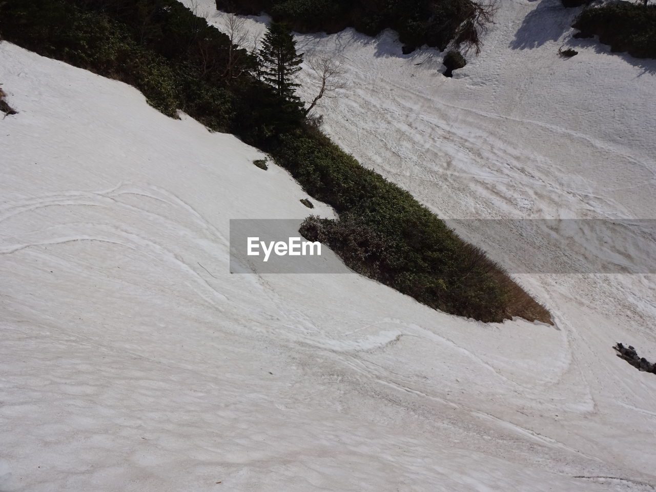 HIGH ANGLE VIEW OF SNOW ON LAND