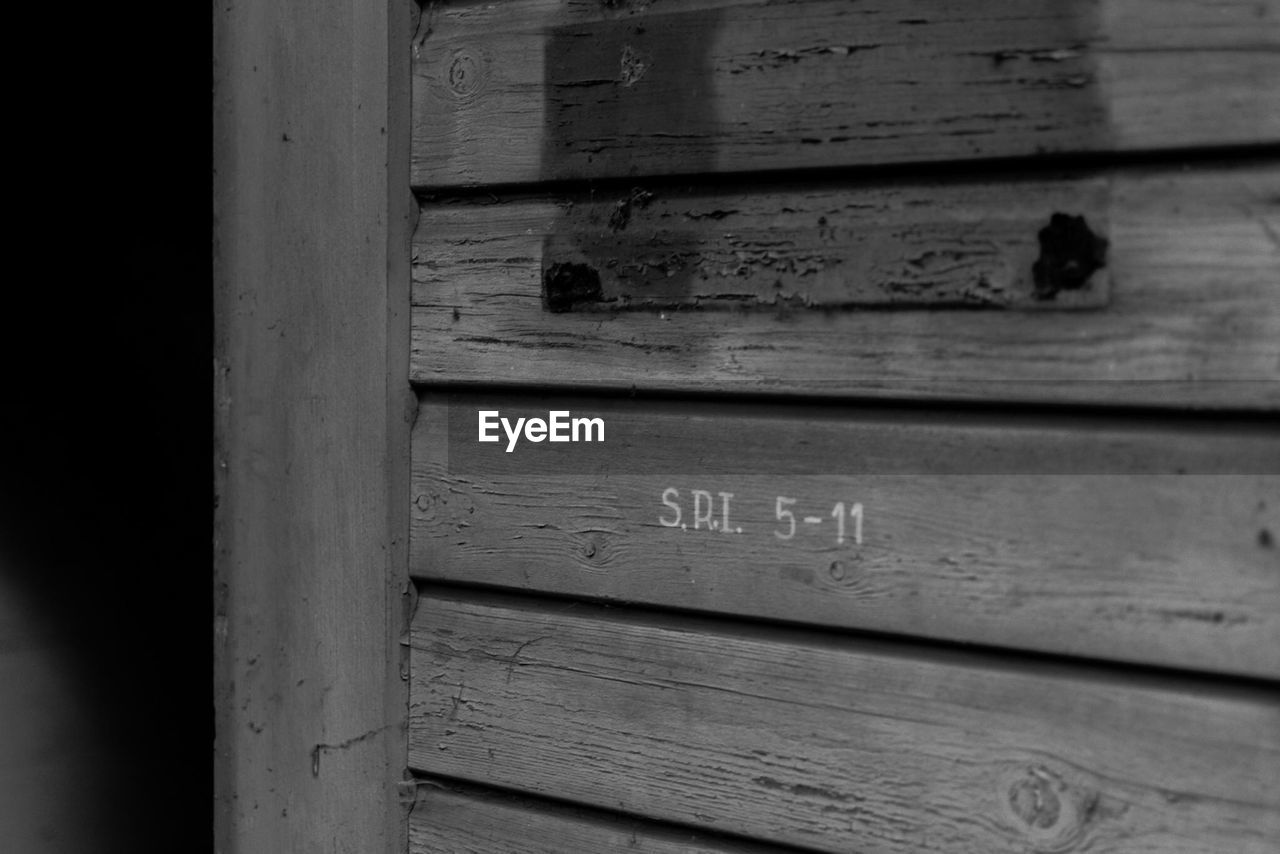 Letters and numbers on wooden crate