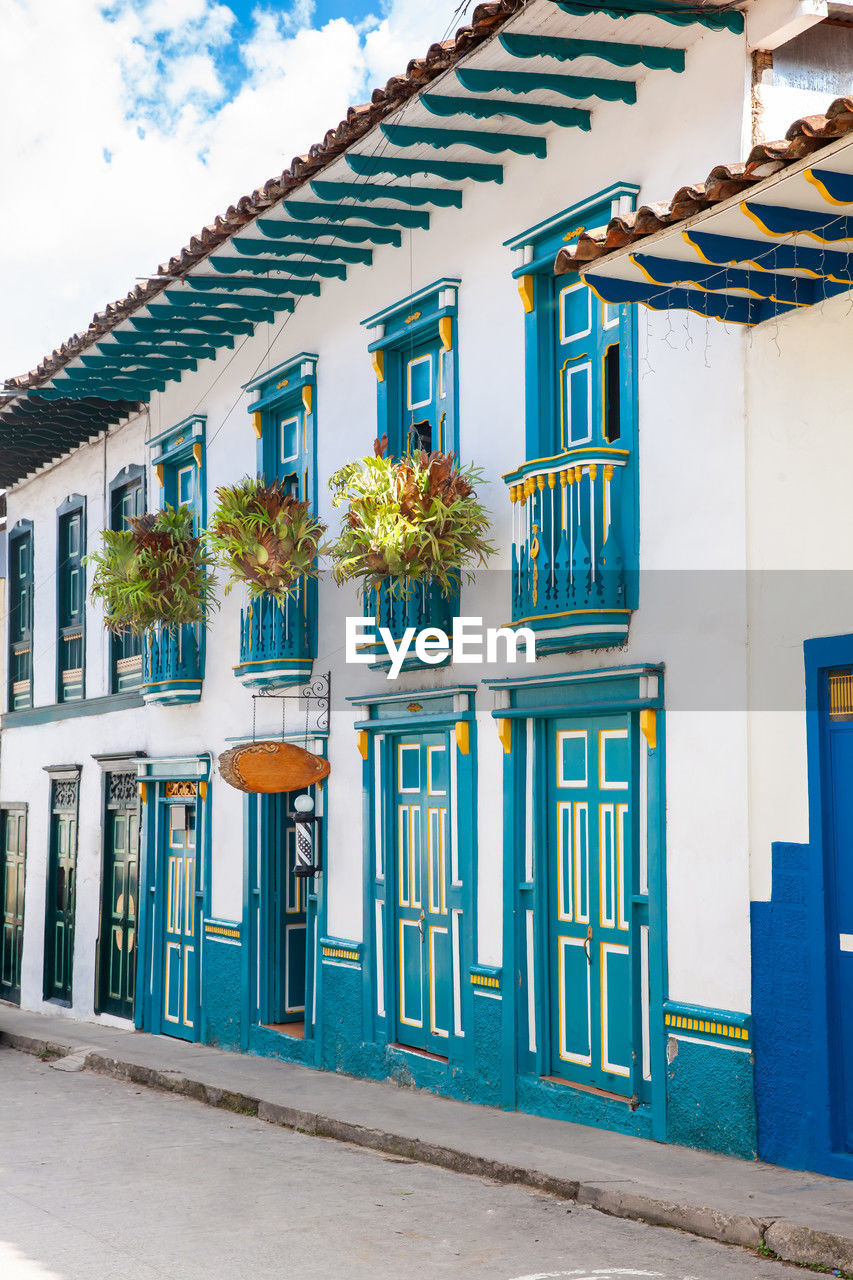 Beautiful houses at the heritage town of salamina located at the caldas department in colombia.