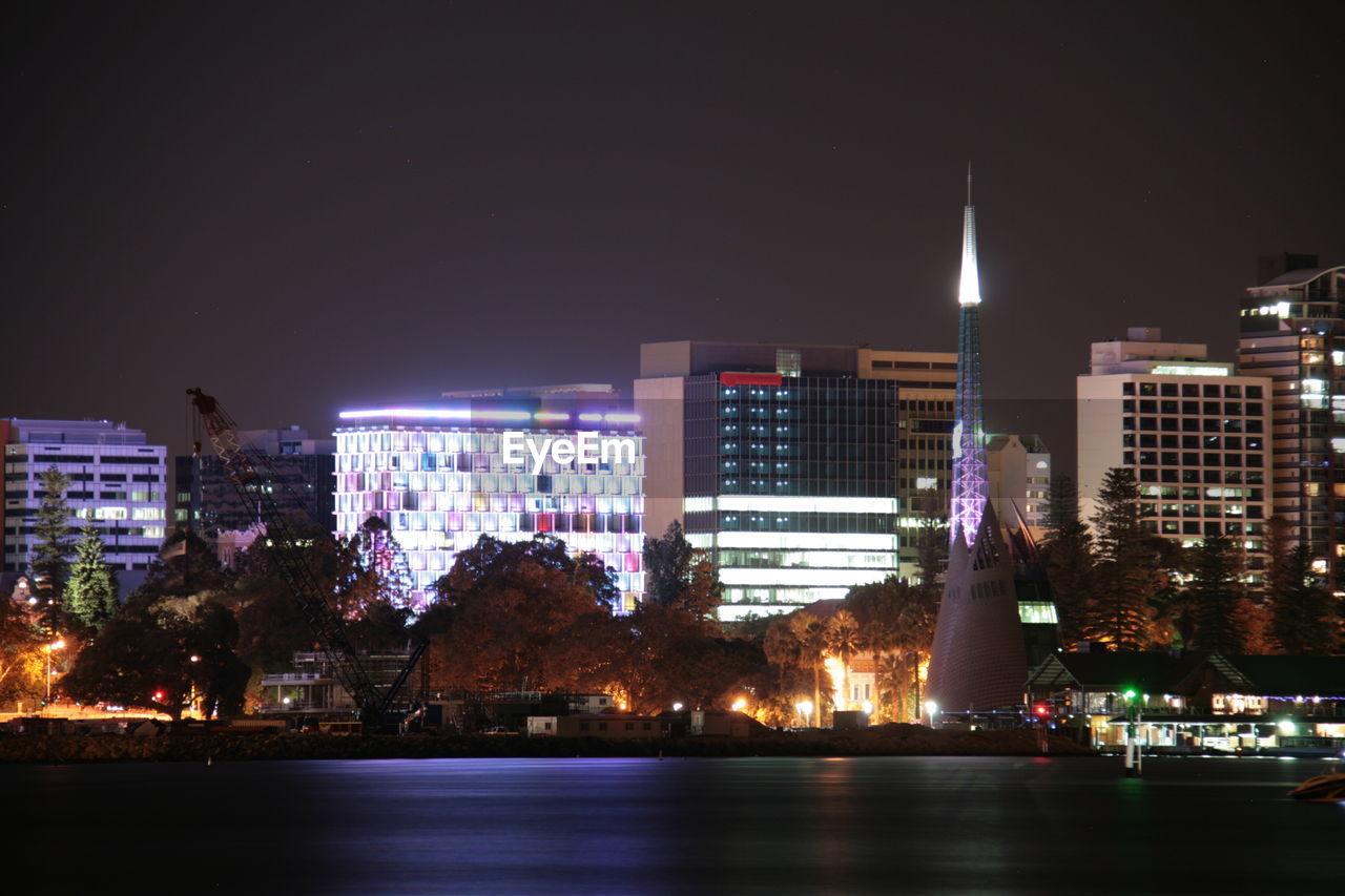 Illuminated city at night