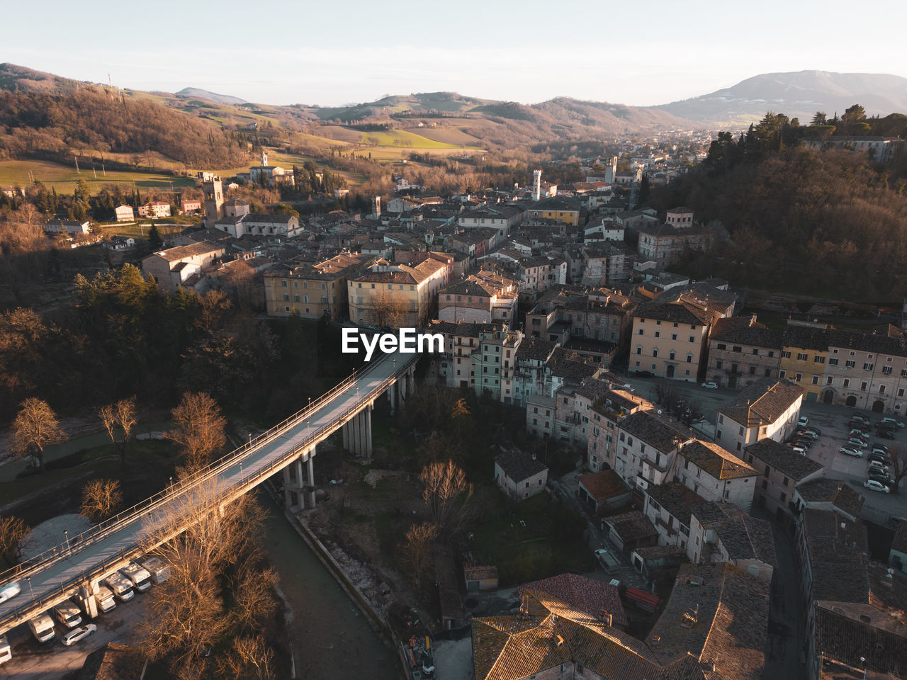 Aerial view of the medieval village of pergola