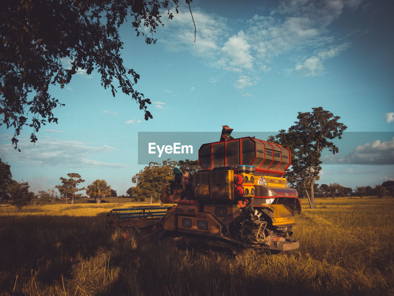 ABANDONED TRAIN ON LAND AGAINST SKY