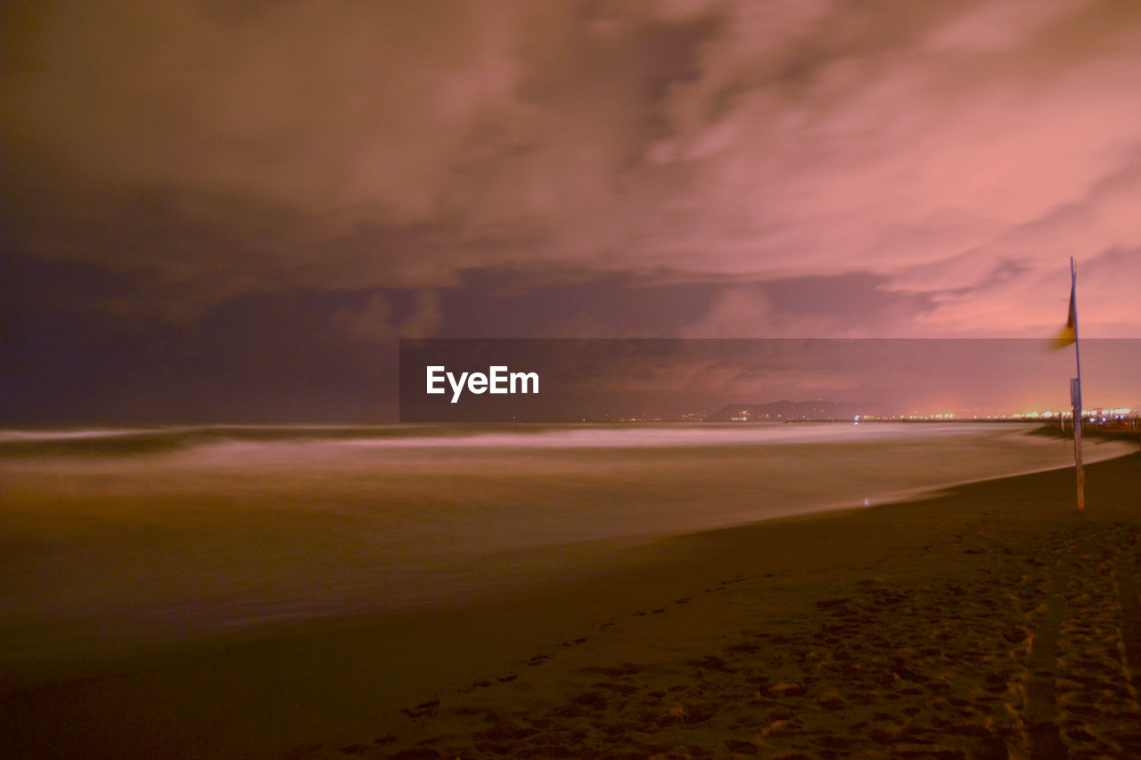 Scenic view of sea against cloudy sky