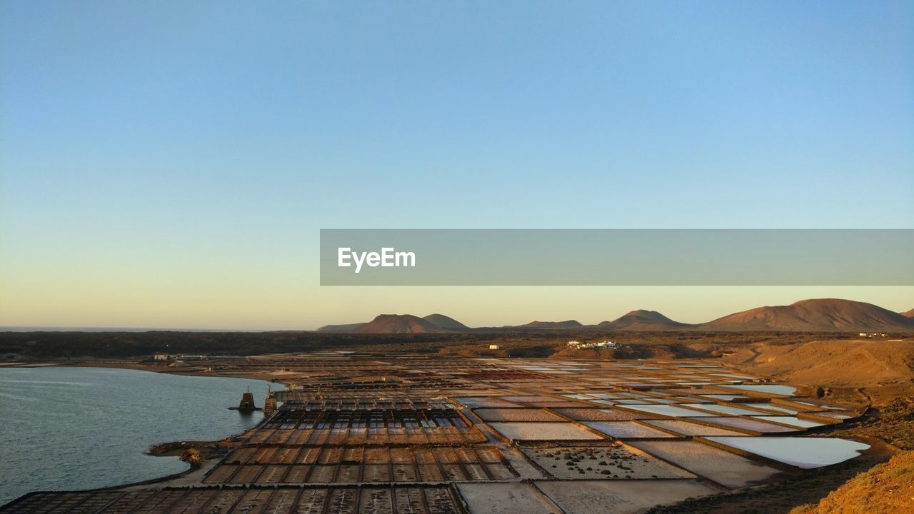 The salinas de janubio at sunset