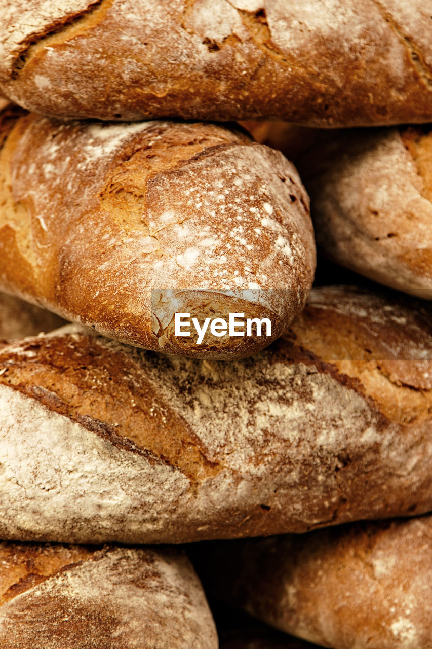 Homemade bread on a traditional craftsman image.