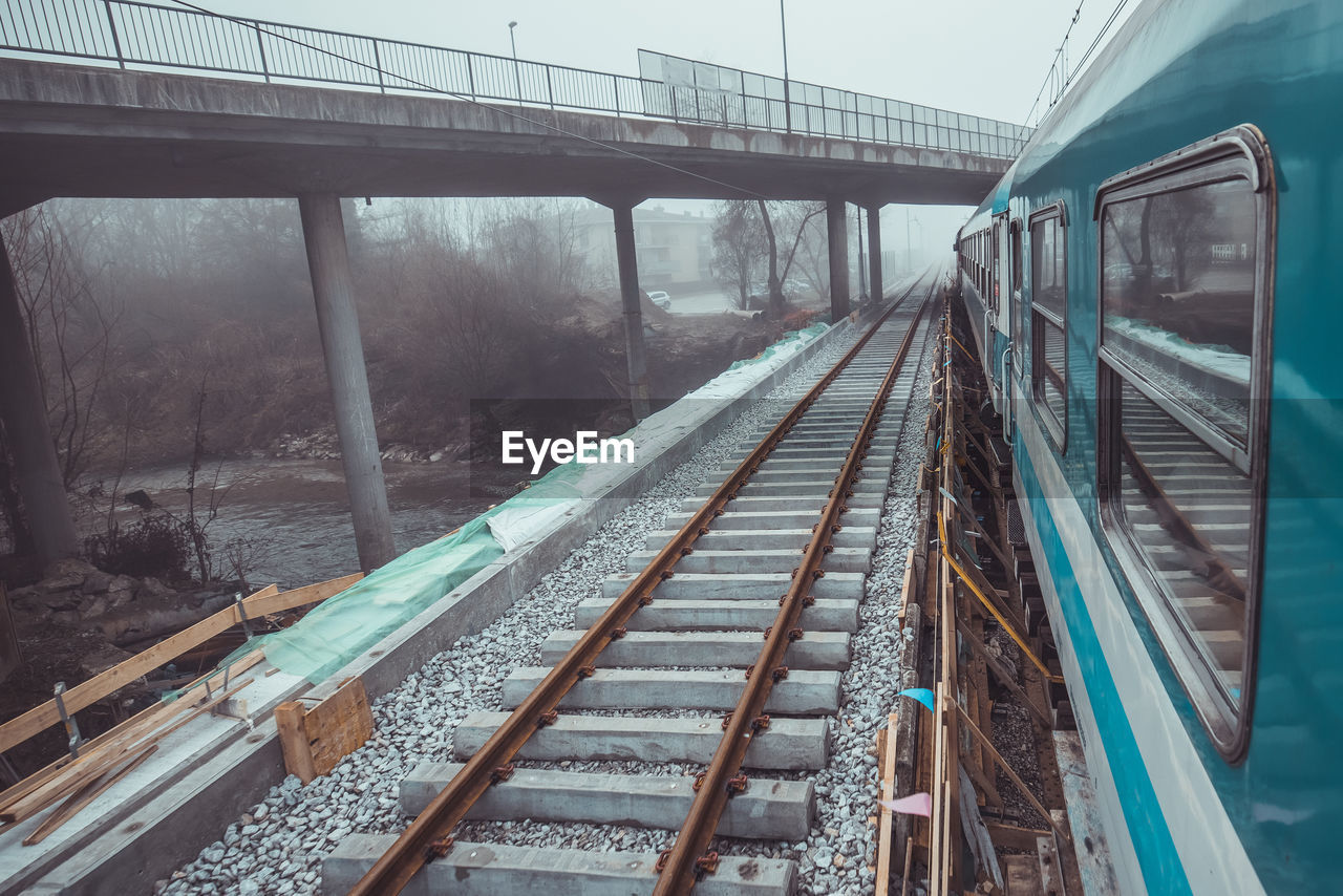 high angle view of railroad track