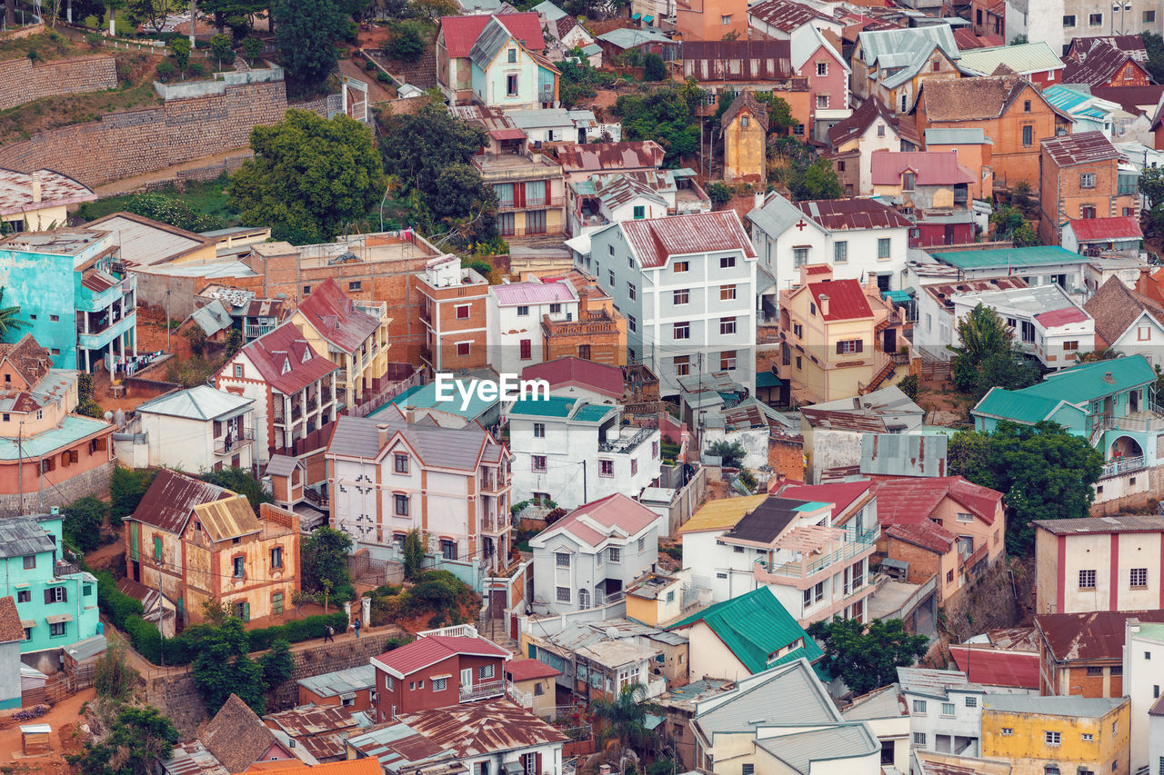 HIGH ANGLE VIEW OF RESIDENTIAL BUILDINGS