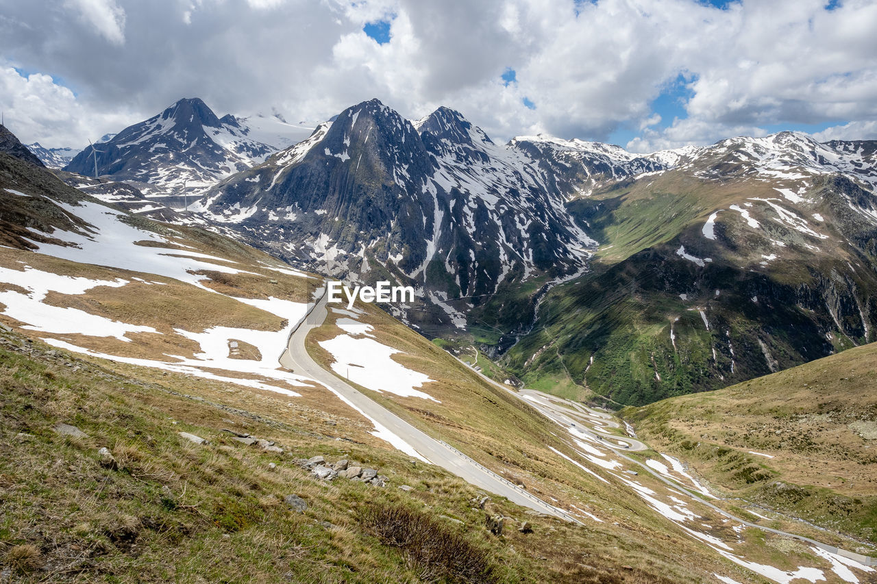 panoramic view of snowcapped mountains against sky