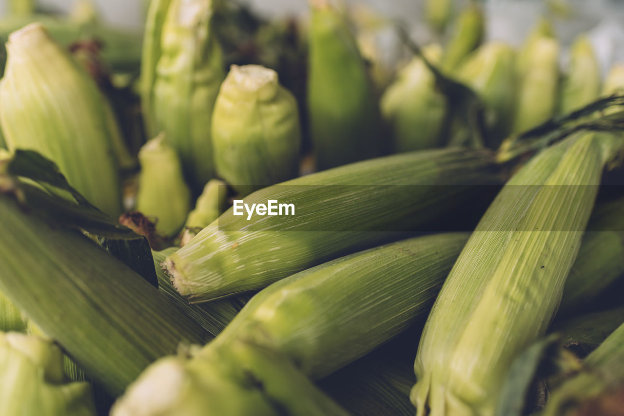 Full frame shot of corns for sale at market stall