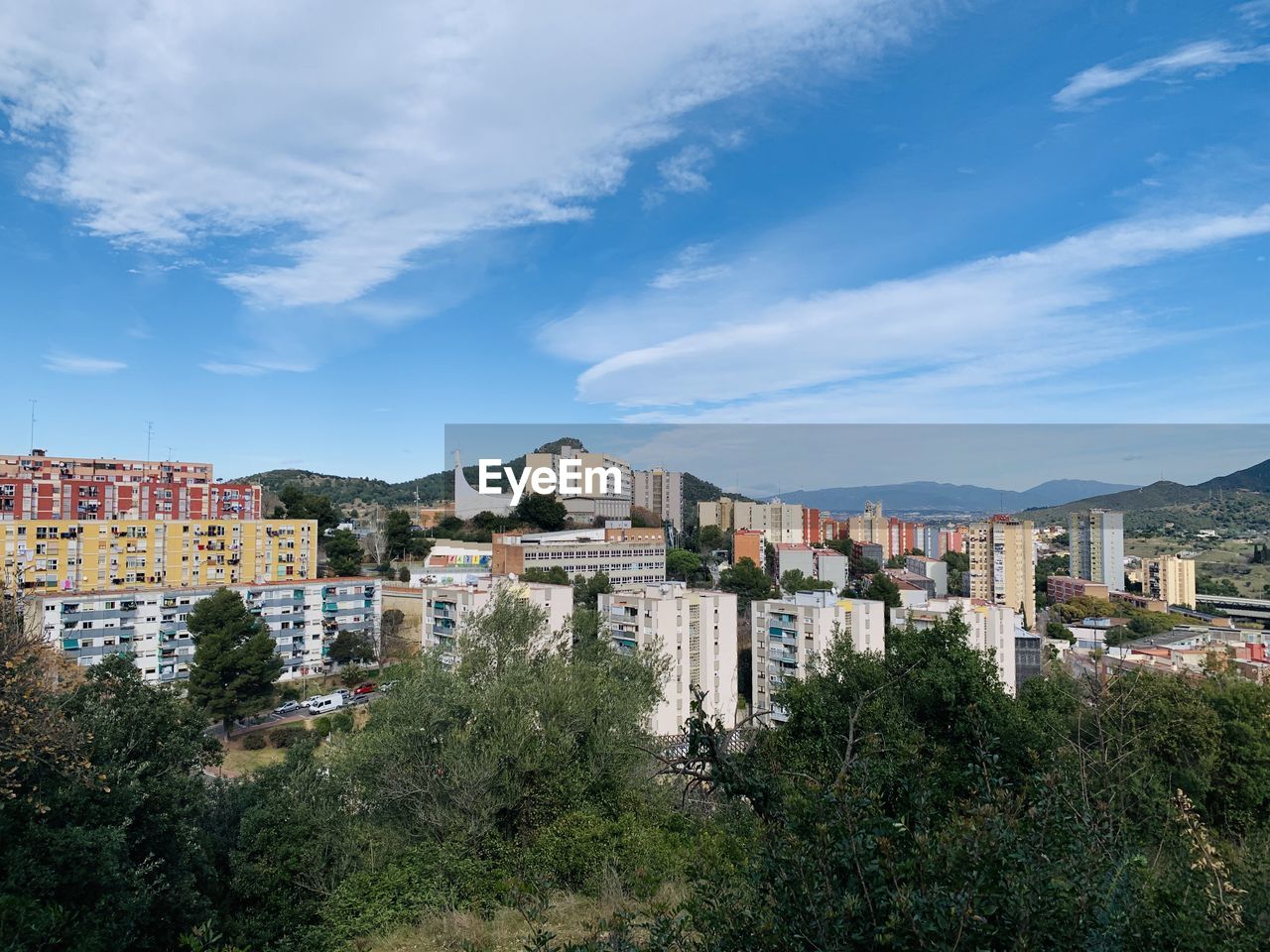 High angle view of townscape against sky