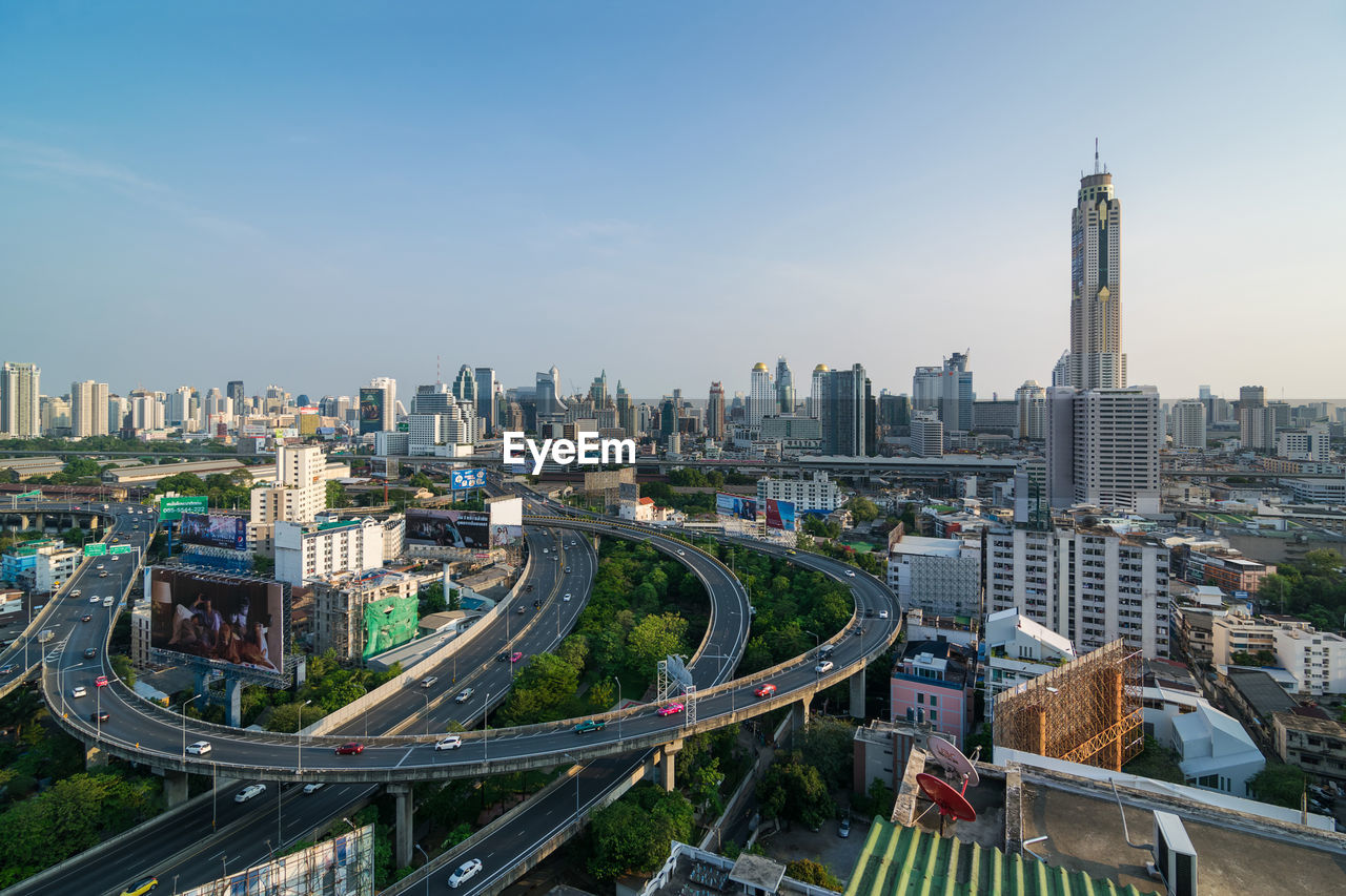 Aerial view of baiyok tower ii building  in bangkok, thailand.